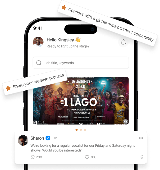 ShowKonnect app profile preview on a phone